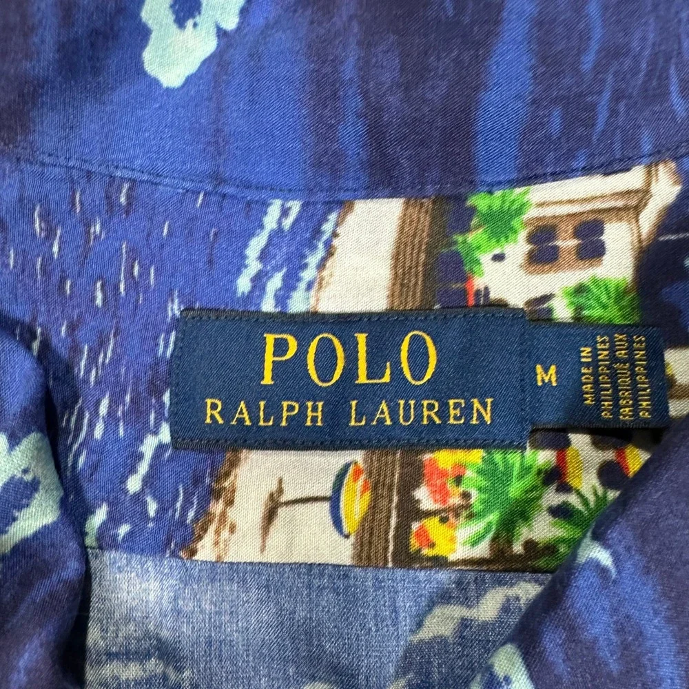 NWT Polo Ralph Lauren Men's Tropical Island Sailboat Hawaiian Shirt Size Medium
